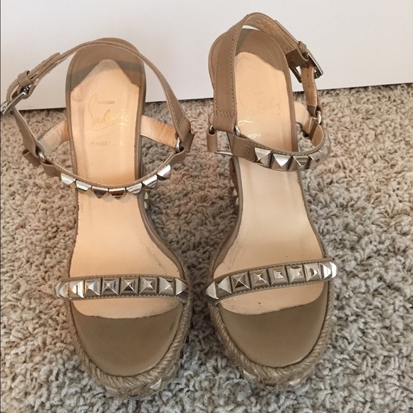 Christian Louboutins, Nude with Silver Studs - Picture 3 of 4