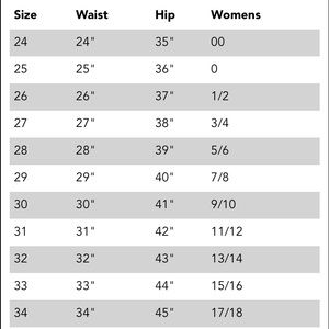Miss Me Women's Jeans Sizing Guide