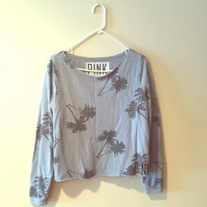 PINK long sleeve Palm tree cutoff sweatshirt. 🌴