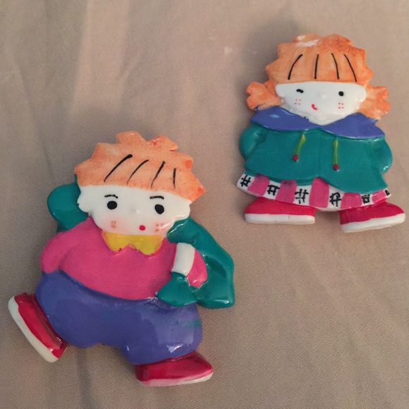 Brother and sister brooches