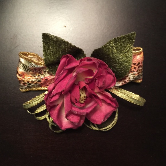 Handmade silk rose brooch