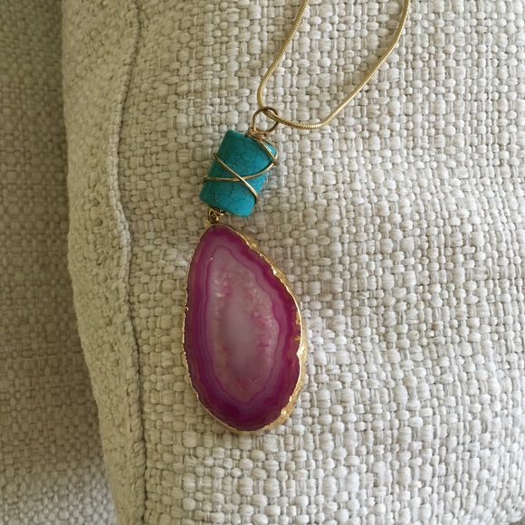 Nordstrom Jewelry Sale Gold Necklace With Turquoise And Pink Stone