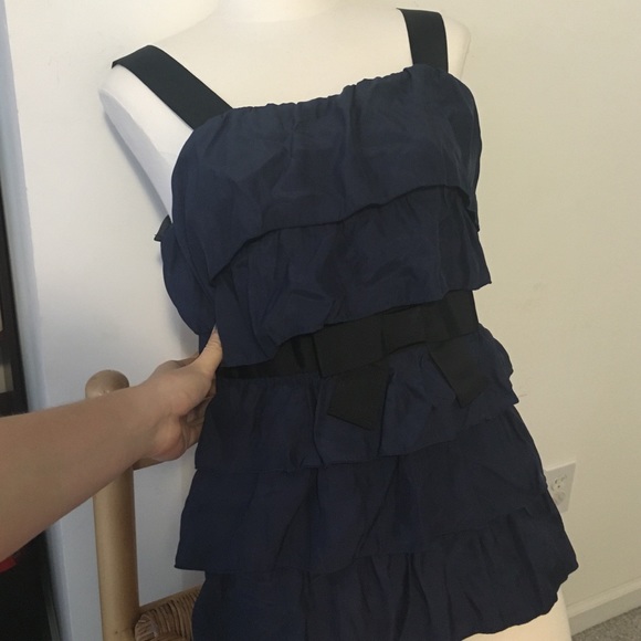 Navy blue ruffled top - Picture 2 of 4