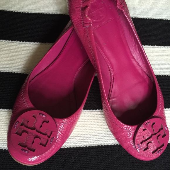 Hot pink Tory burch Reva flats