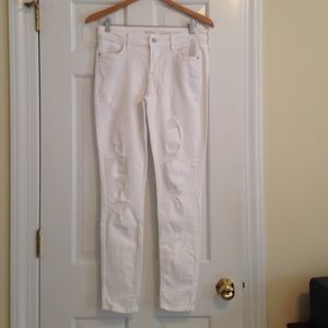 Old Navy Mid-Rise Rockstar Distressed White Jeans