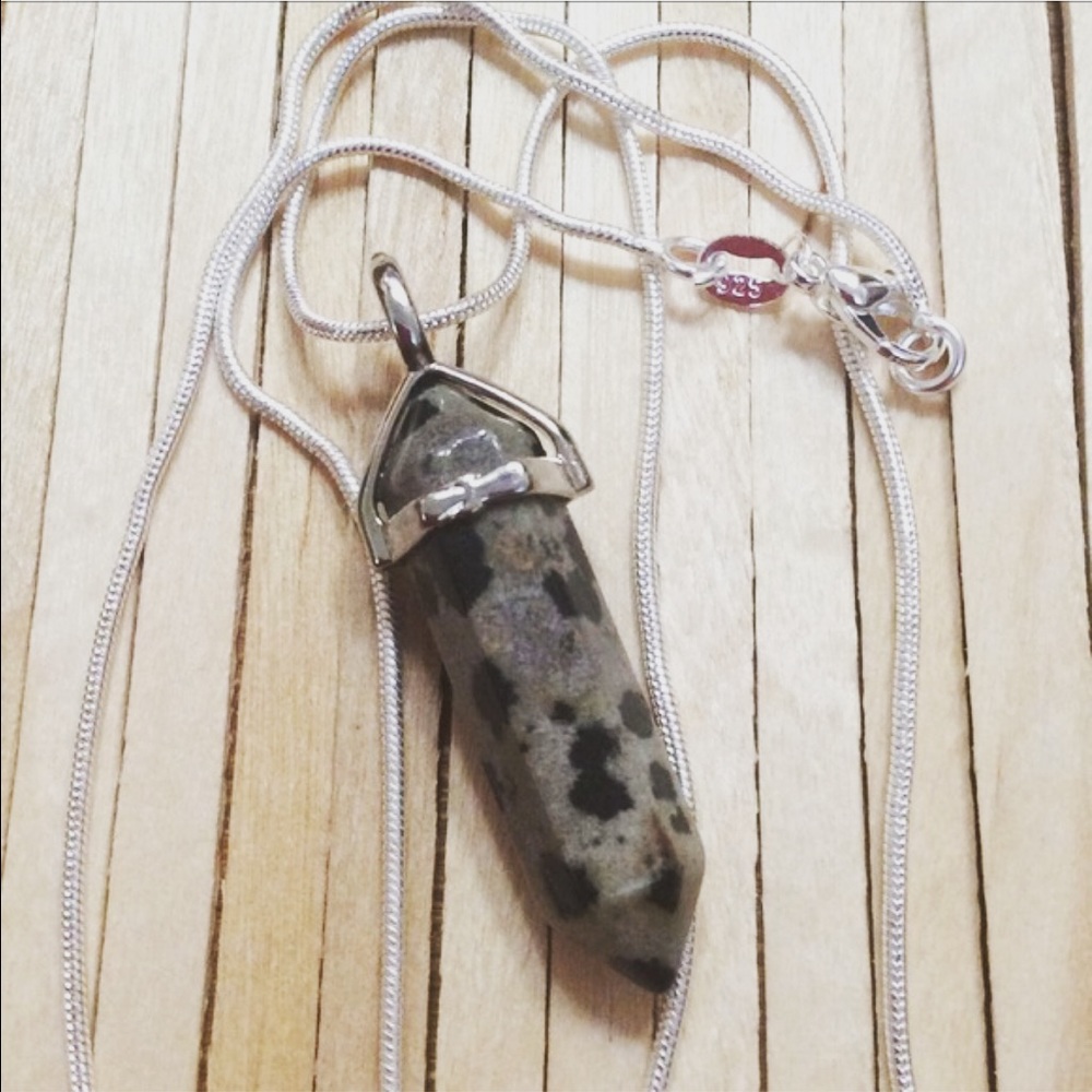 Dalmatian Jasper Stone Silver Charm