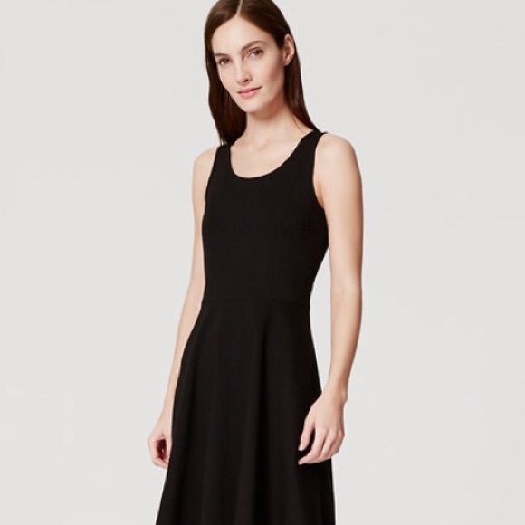 Black Ponte Knit Flare Dress - Picture 1 of 4