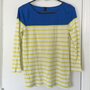 J Crew Blue and Yellow Stripe Top Small