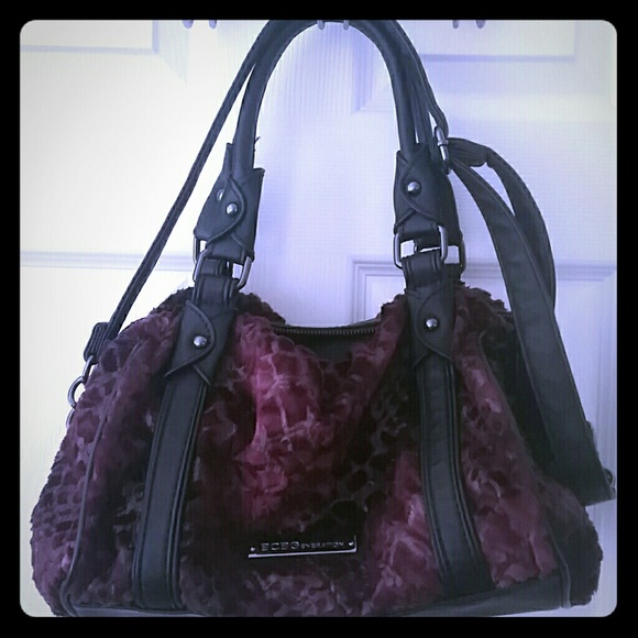 BCBG Generation faux fur top handle purse