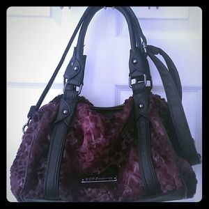 BCBG Generation faux fur top handle purse