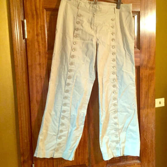 Anthropologie Khaki "Button up" crops by Elevenses