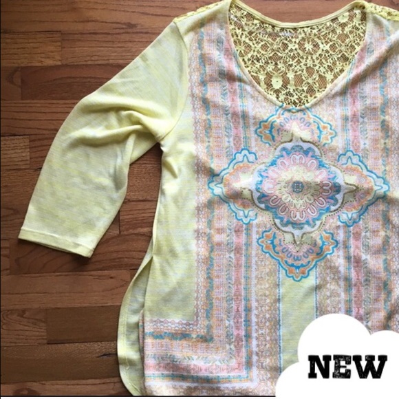NWOT Yellow patterned shirt