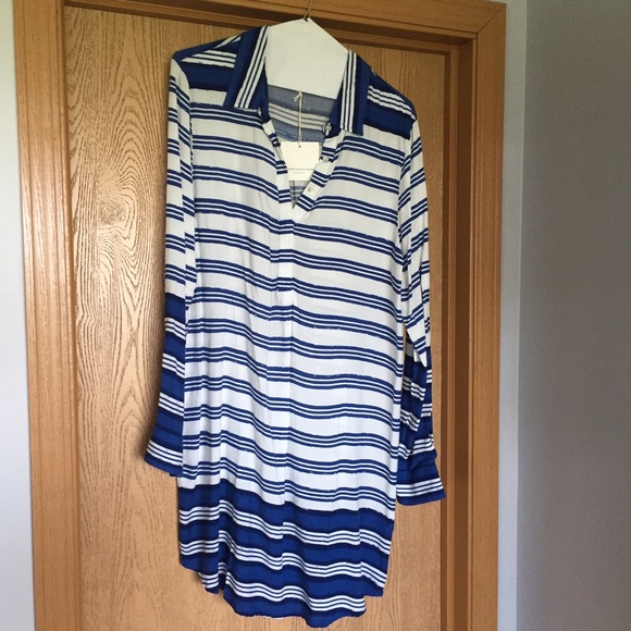 NWT Blue/White Shirt Dress, Size M