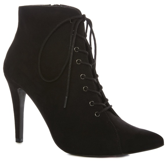 Black velvet laced ankle booties