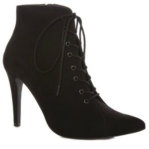 Black velvet laced ankle booties