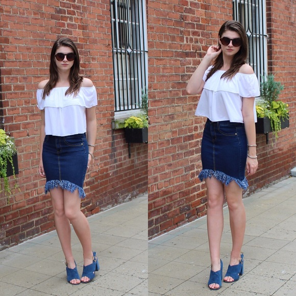 Fringe Denim Skirt