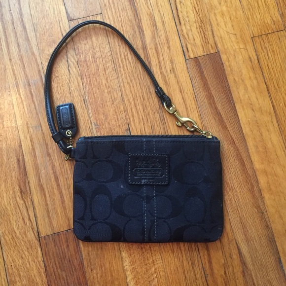 Black coach mini wristlet.