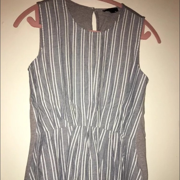 XS striped j crew peplum sleeveless top blue grey