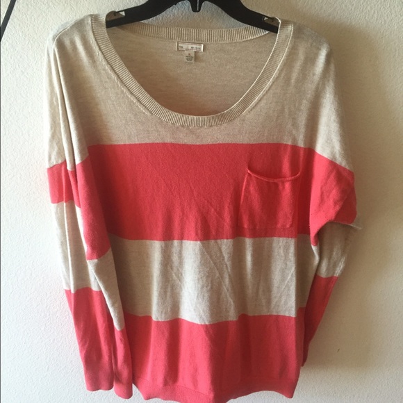 Gap Pinkish/Peach & Cream Color Striped Sweater