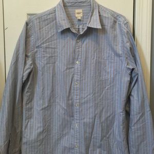 Men's Land's End Blue Striped Button Down Sz Large Men's Land's End Blue Striped Button Down Sz Large