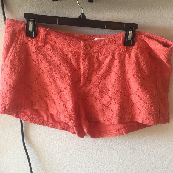 Pinkish-Orange Lace Shorts