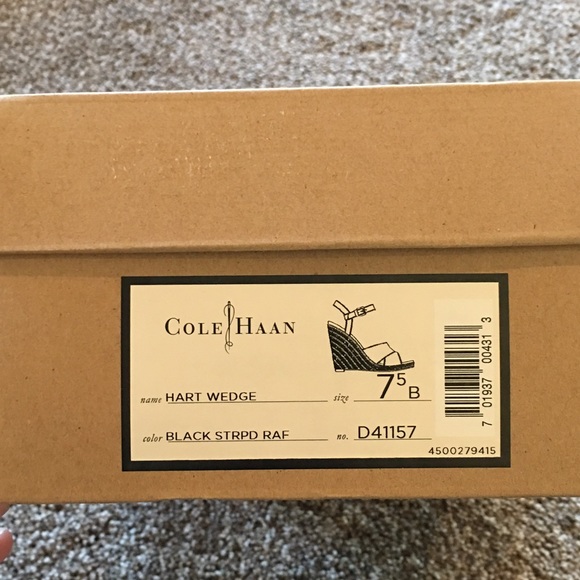 New Cole Haan Raffian Espadrille Striped Wedge - Picture 4 of 4