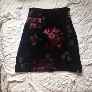 Urban Oufitters Velvet Floral Mini Skirt