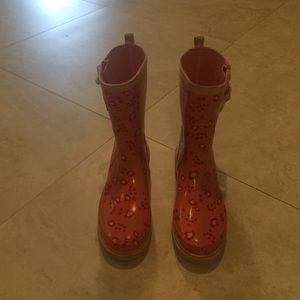 Urban Outfitters pink flower rain boots