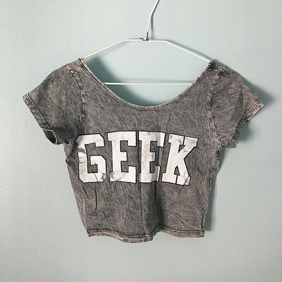 Geek Acid Washed Gray Crop Top Brand NWOT M/L - Picture 2 of 2