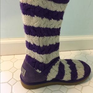 Purple striped knit uggs