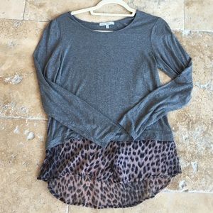 Red Haute layered leopard blouse