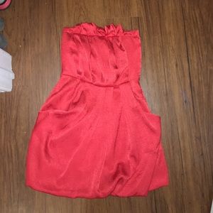 Red Rachel Roy strapless dress with pockets