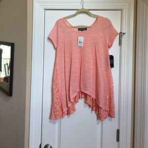 Pretty pink/peach lace back top.