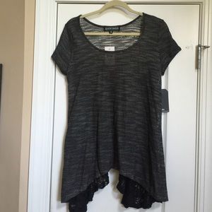 Heather black top with lace back.