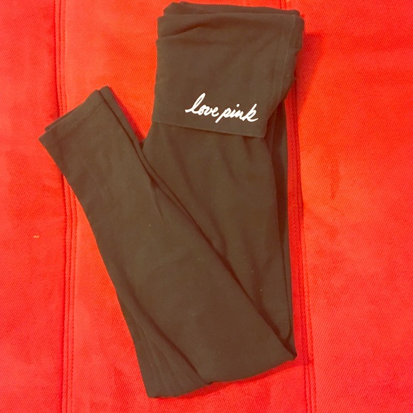 Black VS Pink Fold Over Leggings