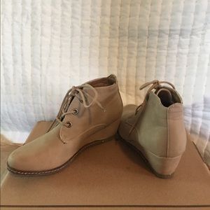 Tan wedge heel short boots size 9