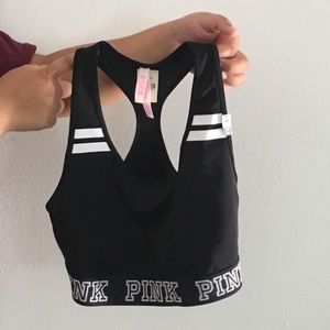 Black and white pink sports bra