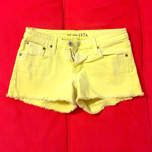 Big Star 1974 Jean Shorts Yellow Lime Green