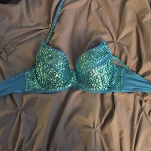 Blue sequin bra