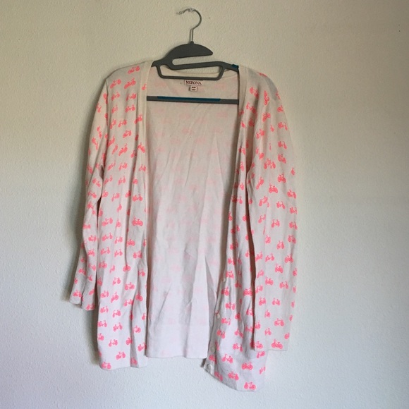 Cream and hot pink super stretchy bicycle cardigan