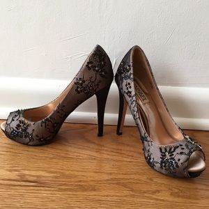 Badgley Mischka Stella Lace Open Toe Pump