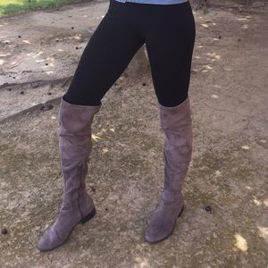 Knee high suede boots