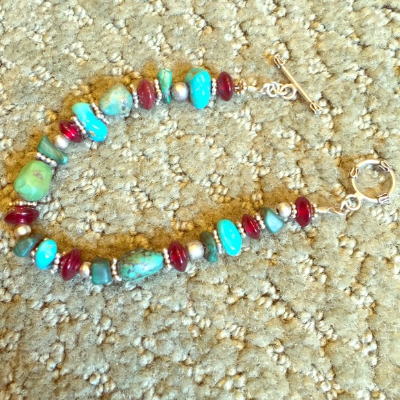 Turquoise and stone handmade bracelet