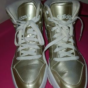 Adidas gold high top sneakers