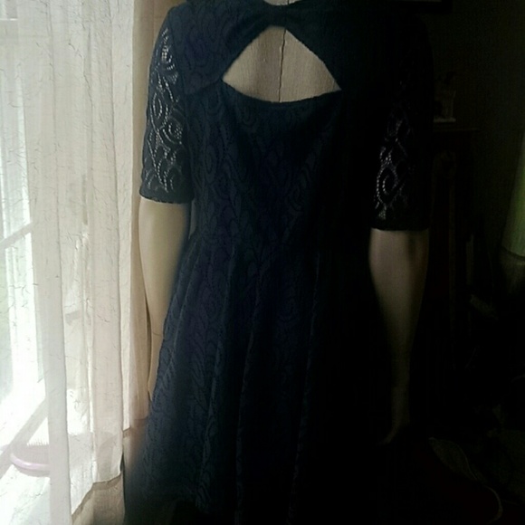 Navy Blue Lace Dress - Picture 2 of 4