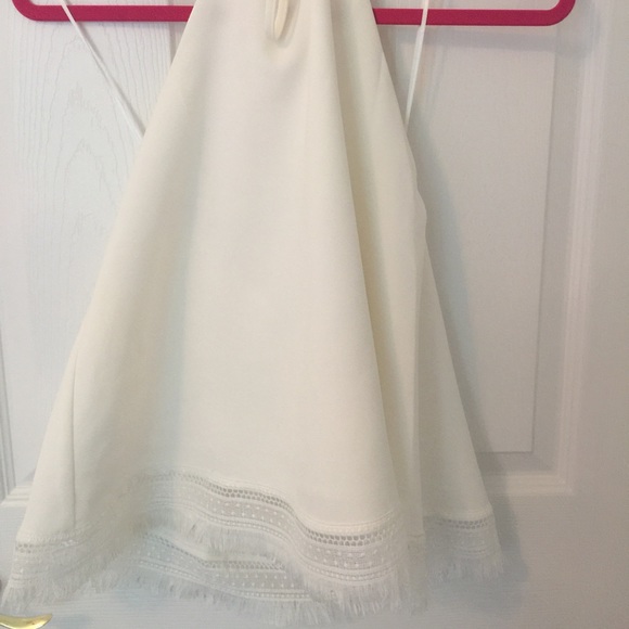 Lulus white halter top with fringe detail - Picture 3 of 4