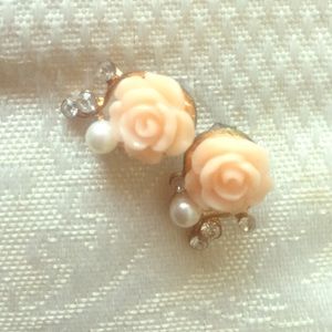 Light Pink Rose Earrings