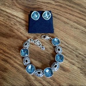 Brighton Blue Stone Link Bracelet & Earrings Set