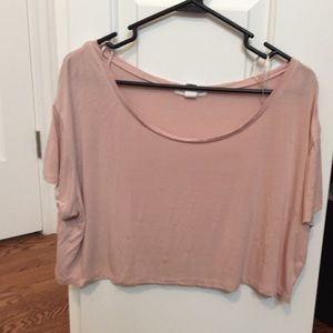 Nude pink shirt sleeve crop top❤️
