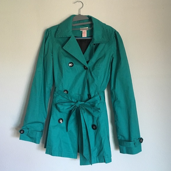 Mint condition peacoat w/ bow on back / blue green